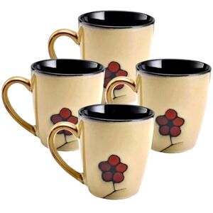 Pfalzgraff Studio Aster 4" cups. Set Of 4.  Red Poppies - Discontinued.